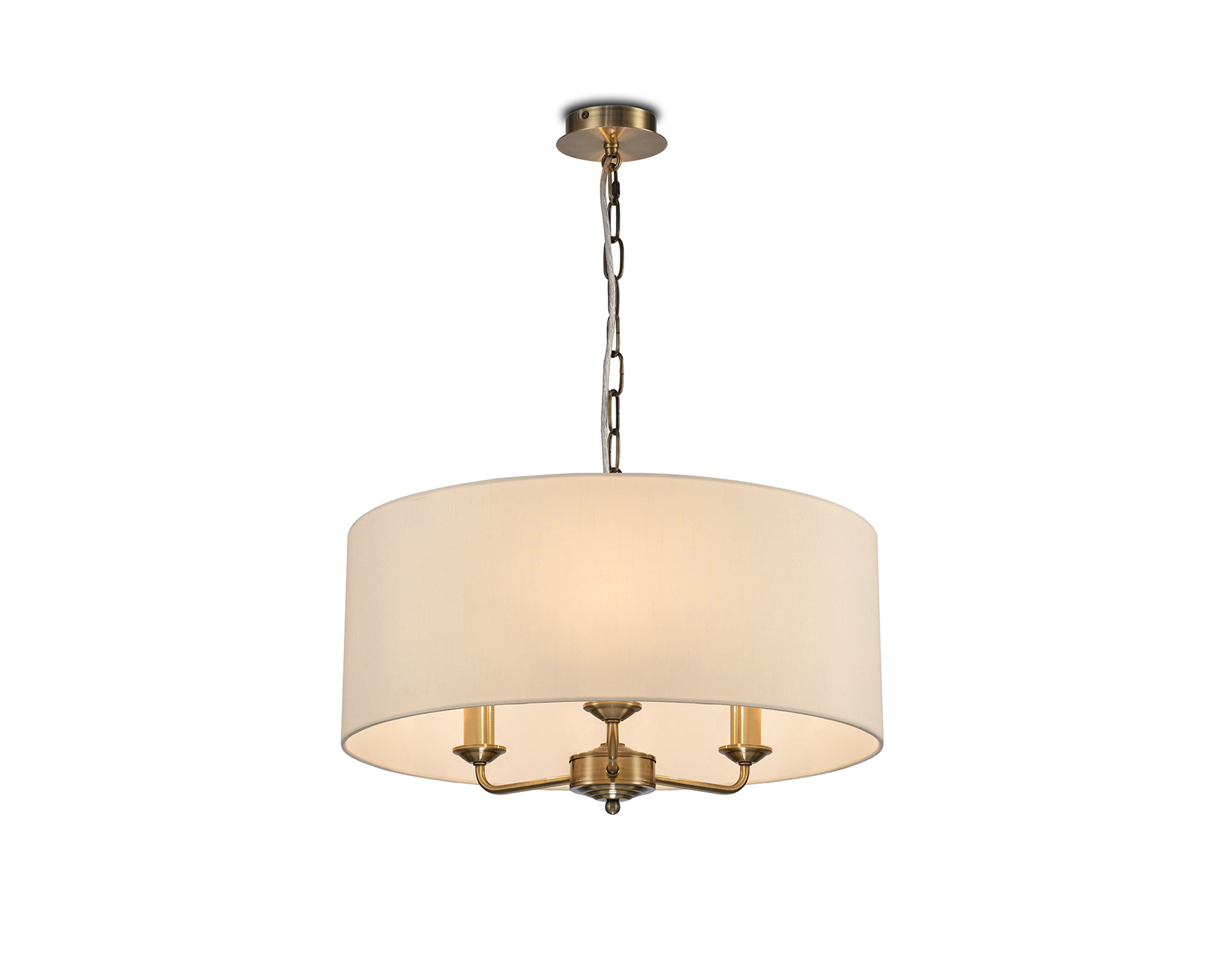 DK0049  Banyan 50cm 3 Light Pendant Antique Brass, Ivory Pearl/White